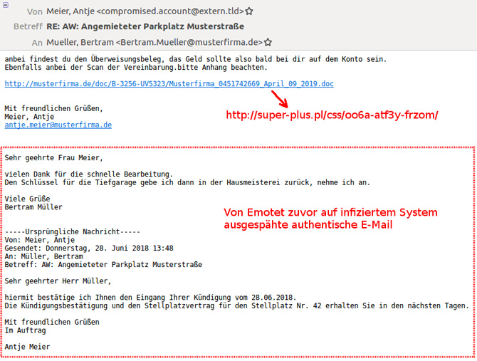 Screenshot einer Emotet-Mail