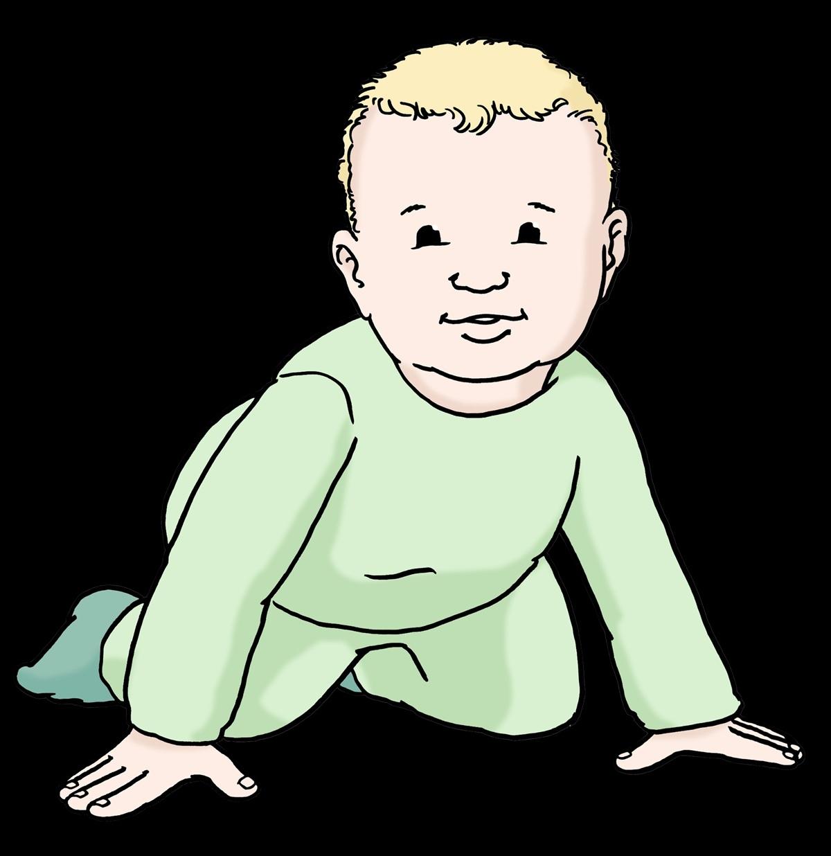 Baby knieend