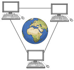 Computer vernetzt mit der Welt durch Internet