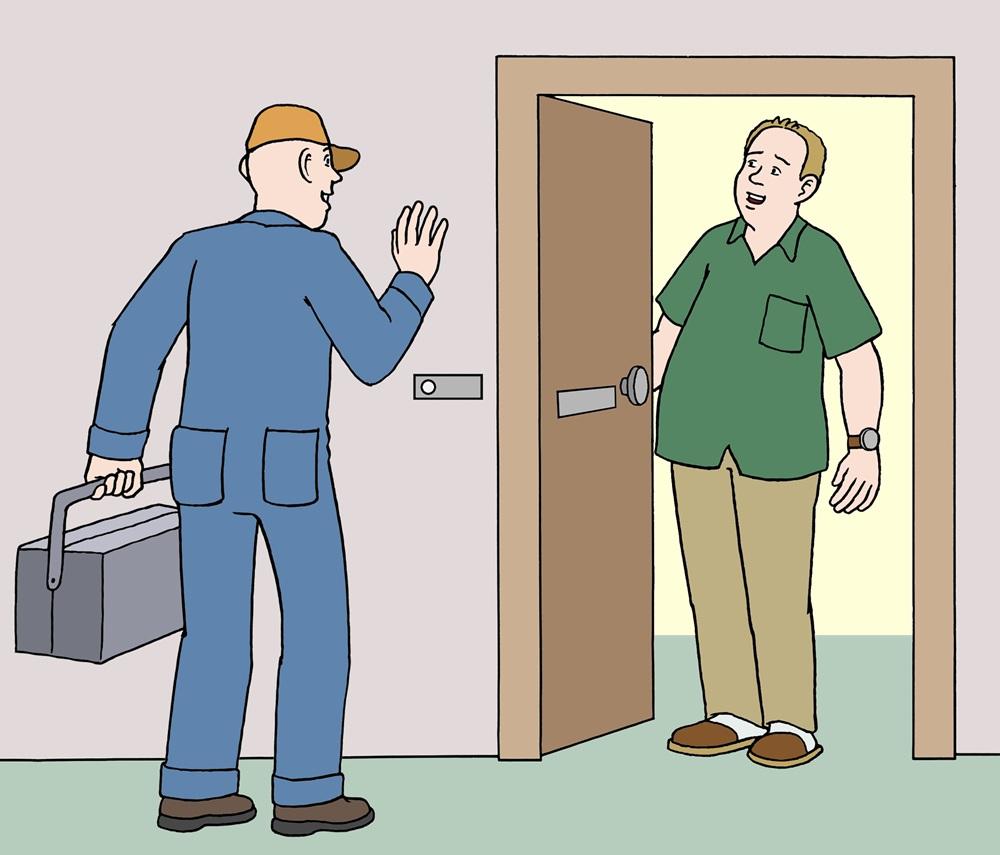 Handwerker kommt an die Haustür