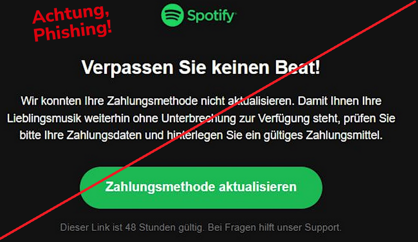 Verpassen Sie keinen Beat!  Wir konnten Ihre Zahlungsmethode nicht aktualisieren. Damit Ihnen Ihre Lieblingsmusik weiterhin ohne Unterbrechungen zur Verfügung steht, prüfen Sie bitte Ihre Zahlungsdaten und hinterlegen Sie ein gültiges Zahlungsmittel.  Zahlungsmethode aktualisieren  Dieser Link ist 48 Stunden gültig. Bei Fragen hilft unser Support.