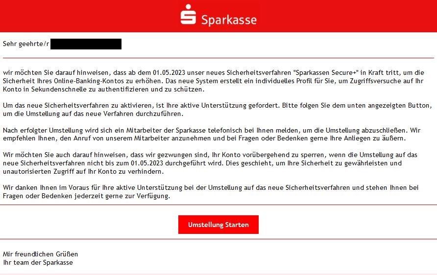 Sparkasse Phishing